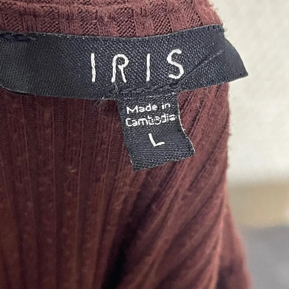 Dark Brown Button Down Bodycon Ribbed Sweater Dress Iris Boutique Brand Size L - Picture 8 of 8